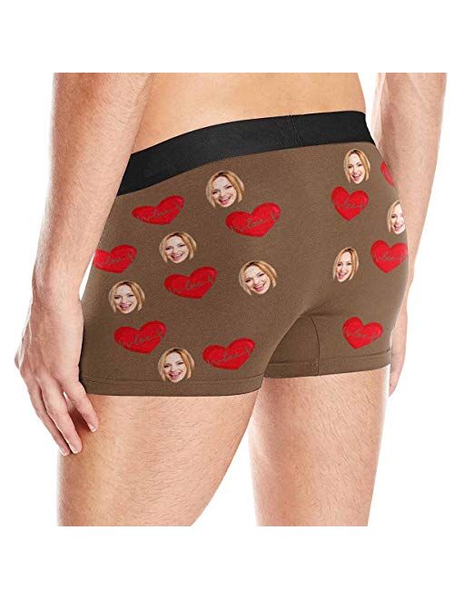 Customized Face Men's Boxer Briefs Underwear Shorts Underpants with Photo Red Lips Love Hearts