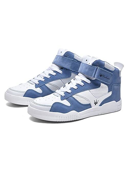 FZUU Mens Fashion High Top Leather Street Sneakers Sports Casual Shoes 