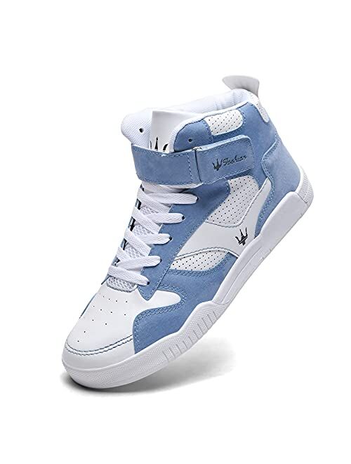 FZUU Men's Fashion High Top Leather Street Sneakers Sports Casual Shoes