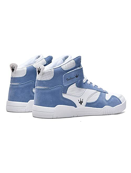 FZUU Men's Fashion High Top Leather Street Sneakers Sports Casual Shoes