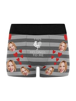 Custom Men's Boxer Briefs with Funny Photo Face, Personalized Underwear Wife's Face