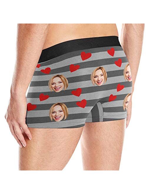 Custom Men's Boxer Briefs with Funny Photo Face, Personalized Underwear Wife's Face