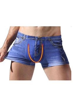 no!no! 2 Pcs Men Underwear 3D Cowboy Printed Cotton Men's Cuecas Boxer Briefs, Fake Jean