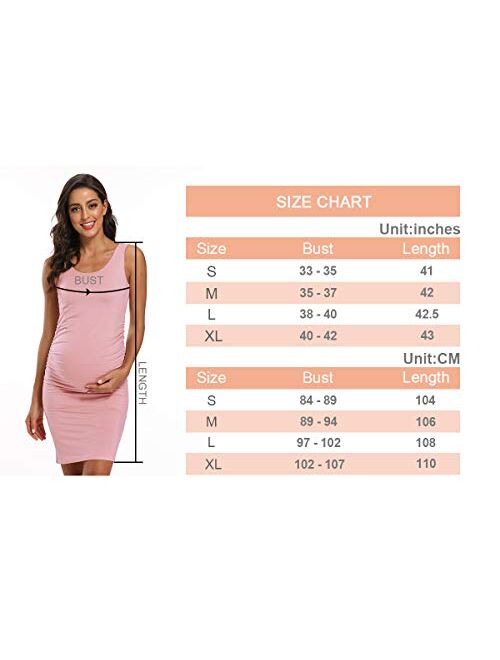 AMPOSH Women's Maternity Tank Dress, Casual Ruched Bodycon Pregnancy Dress for Photoshoot and Daily Wear