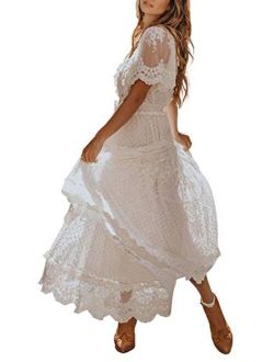 Bdcoco Women's Short Sleeve Bridesmaid Evening Party Maxi Dress