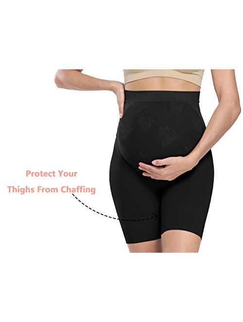 “Baby Bump” Premium Maternity Shapewear, High Waisted Mid-Thigh Pregnancy Underwear Prevent Chaffing Soft Adominal Support