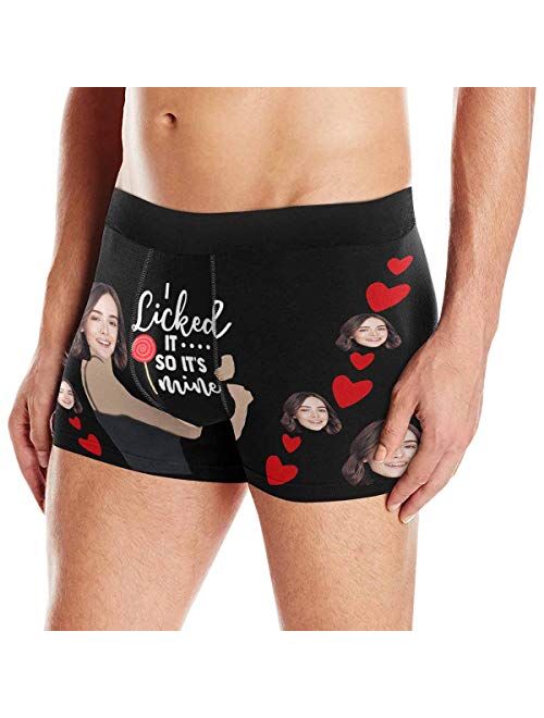 Customized Face Men's Boxer Briefs Underwear Shorts Underpants with Photo Unlimited Rides All Gray Stripe