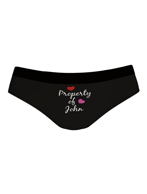 Custom Boxers Briefs for Men Boyfriend, Personalized Novelty Funny Underwear Property of with Your Name Black