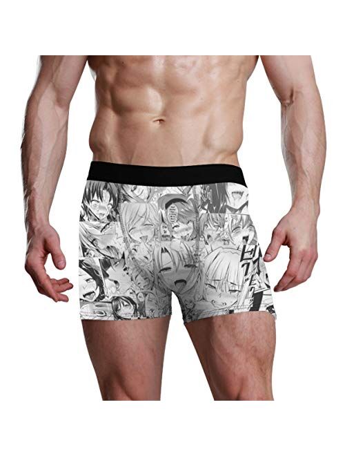 XTGOO Men's Boxer Brief Underpants Ahegao Face Printed Cotton Underwear Black