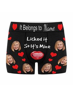 Custom Face Boxer for Men Licked Personalized Photo Text Men's Underwear XS-5XL