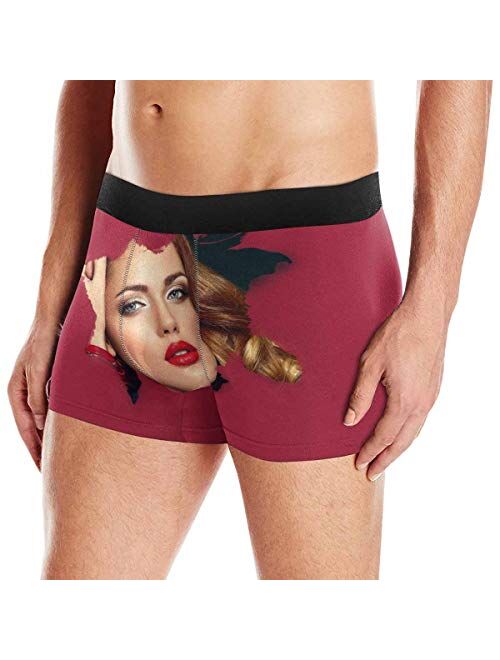 Custom Men's Boxers Funny Face Novelty Couples Underwear Briefs Cotton Boxer Shorts with Girlfriend Photo