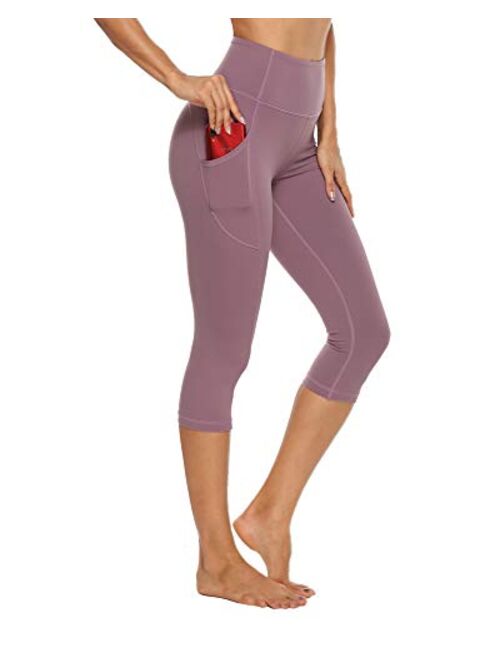 Stelle Women's Capri Yoga Pants with Pockets Essential High Waisted Legging for Workout