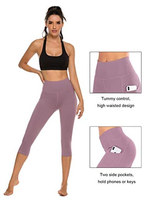 Stelle Women's Capri Yoga Pants with Pockets Essential High Waisted Legging for Workout