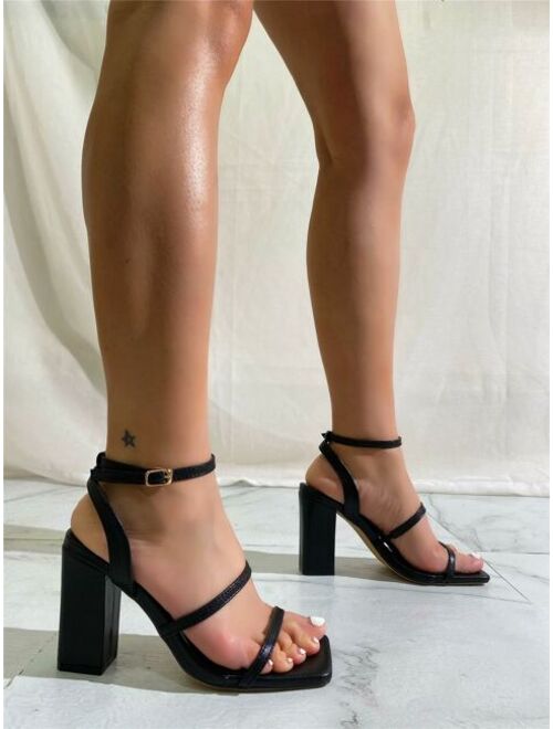 Shein Thin Strap Chunky Heeled Sandals