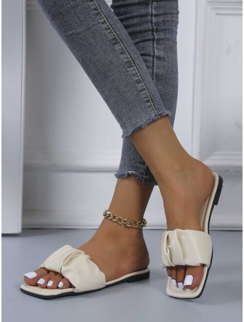 Shein Minimalist Ruched Detail Slide Sandals