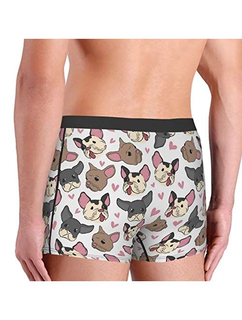 Antkondnm Bulldog Pattern Little Puppy Funny Boxer Briefs Print Underwear for Men Custom