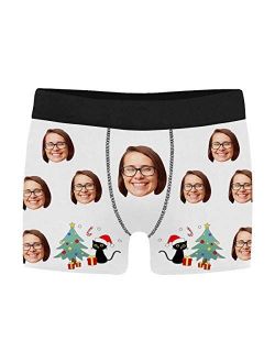 Custom Boxer Briefs Cat and Christmas Tree Short Pants for Men (XS-XXXXXL)