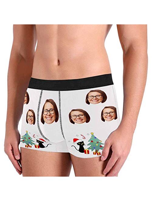 Custom Boxer Briefs Cat and Christmas Tree Short Pants for Men (XS-XXXXXL)