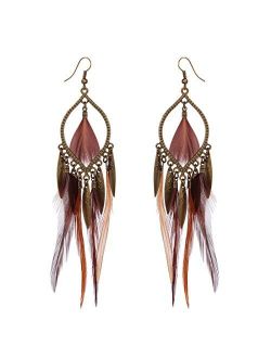 FXmimior Fashion Women Vintage Bohe Feather Earrings for Christmas Xmas Jewelry for Girl Women