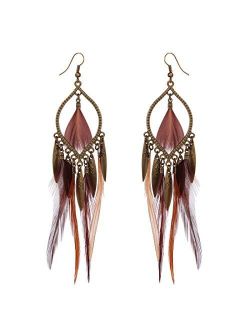 FXmimior Fashion Women Vintage Bohe Feather Earrings for Christmas Xmas Jewelry for Girl Women