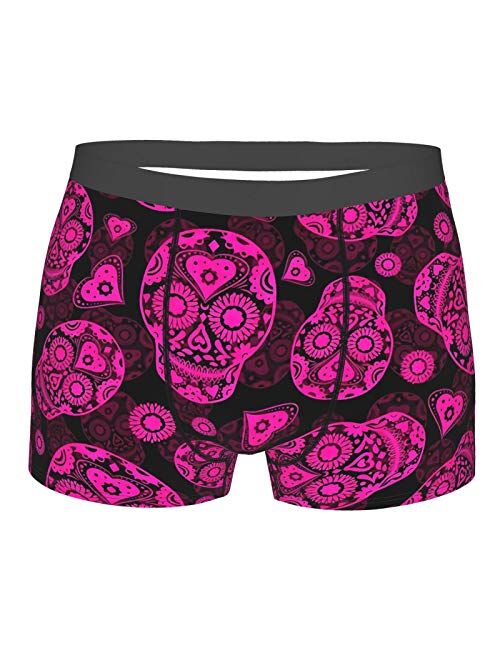 Antkondnm Pink Sugar Skulls Funny Boxer Briefs Print Underwear for Men Custom