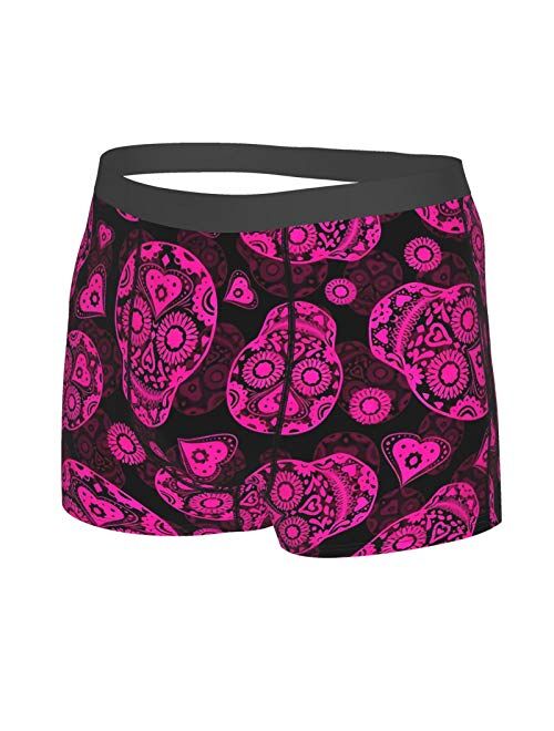 Antkondnm Pink Sugar Skulls Funny Boxer Briefs Print Underwear for Men Custom