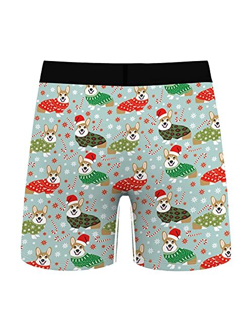 iiniim Men's Boxer Briefs Graphic Funny Print Underwear Short Leg Bulge Pouch Shorts Santa Festival Panties