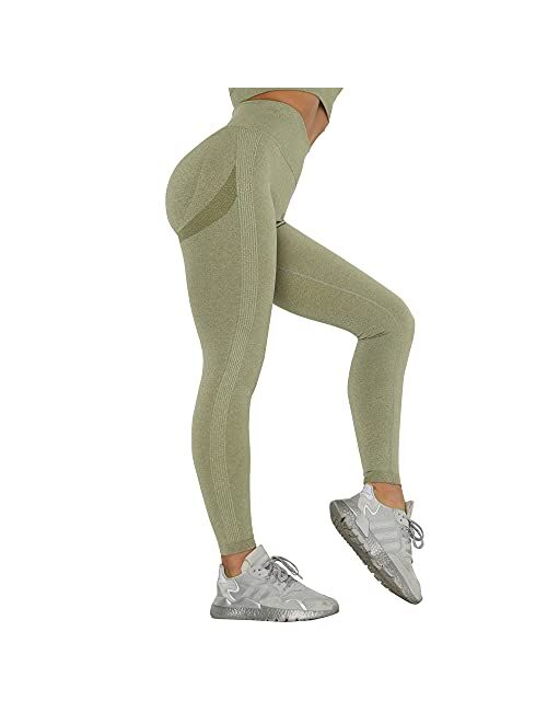 YVYVLOLO Women High Waist Workout Gym Butt Lift Seamless Leggings Yoga Pants Tights