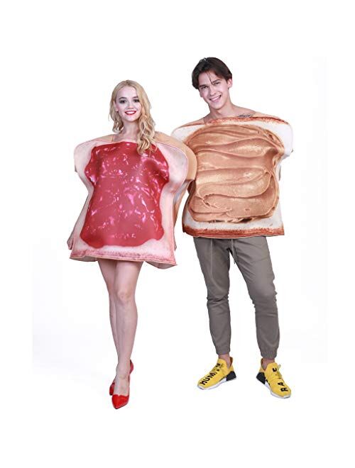 EraSpooky Couples Halloween Costumes for Adults Plus Size Funny Food Peanut Butter and Jelly Costume - Cosplay Party