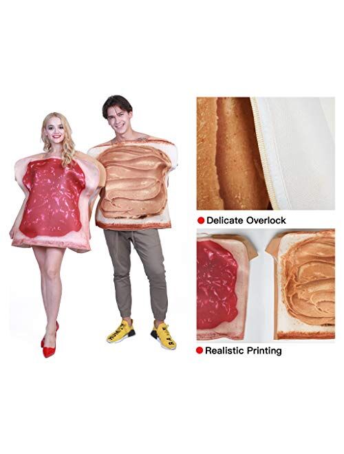 EraSpooky Couples Halloween Costumes for Adults Plus Size Funny Food Peanut Butter and Jelly Costume - Cosplay Party