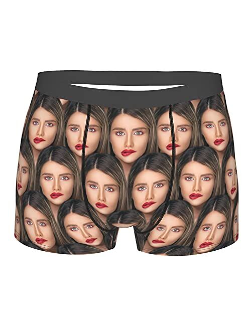 Ulikelife Custom Men's Funny Faces Boxer Brifes Personalized Print Novelty Briefs for Boyfriend Husband Gifts