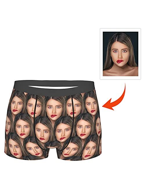 Ulikelife Custom Men's Funny Faces Boxer Brifes Personalized Print Novelty Briefs for Boyfriend Husband Gifts