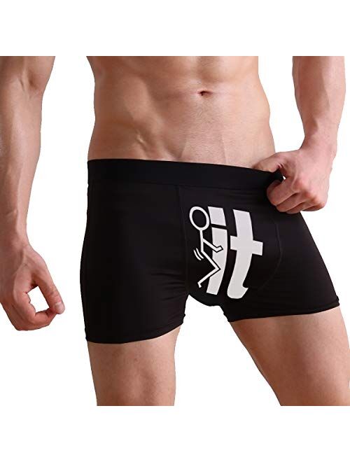 Naanle Funny Black and White Print Fuck It Graphic Mens Boxer Briefs Man Underwear
