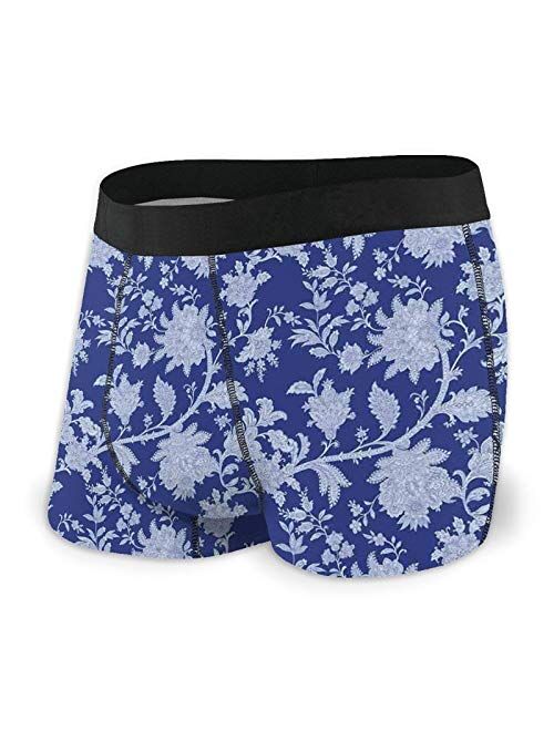Men's Boxer Briefs Underwear,Classic Middle Eastern Flowers and Paisley Pattern Ottoman Nostalgic Bloom Design