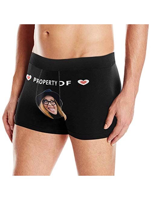 Personalized Face All-Over Printing Man Boxer Briefs with Wife's Face Heart with Property of on Black