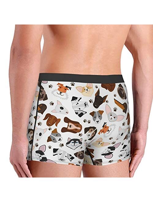 Cute Puppy and Dog Mixed Breed Funny Boxer Briefs Print Underwear for Men Custom