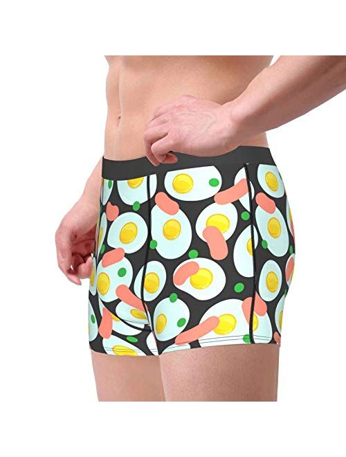 Antkondnm Fried Eggs Pattern Funny Boxer Briefs Print Underwear for Men Custom