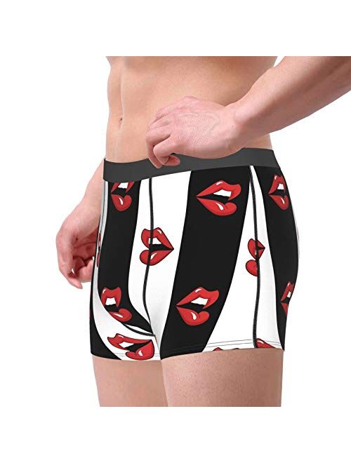 Antkondnm Pop Art Red Lips Funny Boxer Briefs Print Underwear for Men Custom