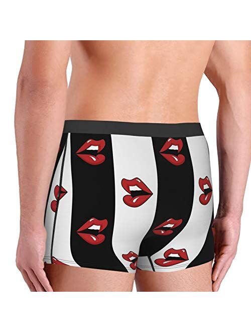 Antkondnm Pop Art Red Lips Funny Boxer Briefs Print Underwear for Men Custom