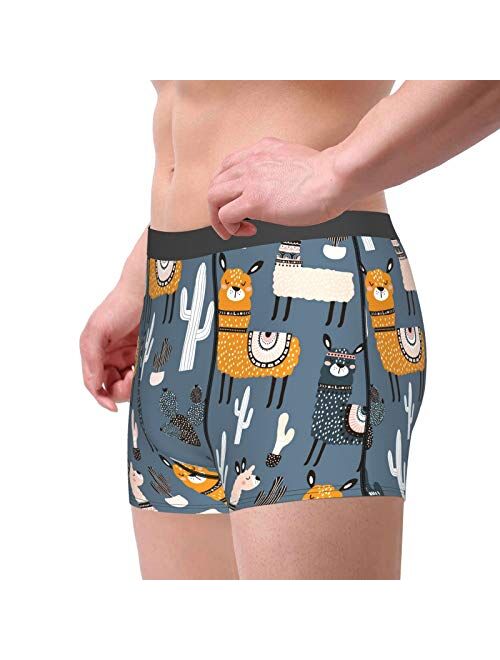 Antkondnm Cute Llamas and Cactuses Funny Boxer Briefs Print Underwear for Men Custom