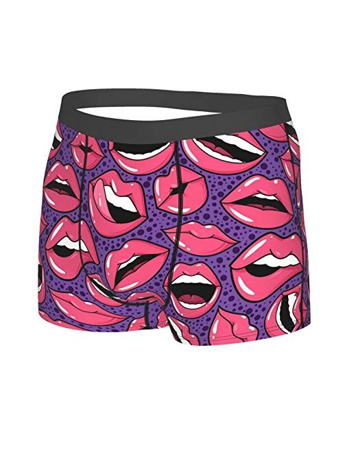 Antkondnm Lips Funny Boxer Briefs Print Underwear for Men Custom