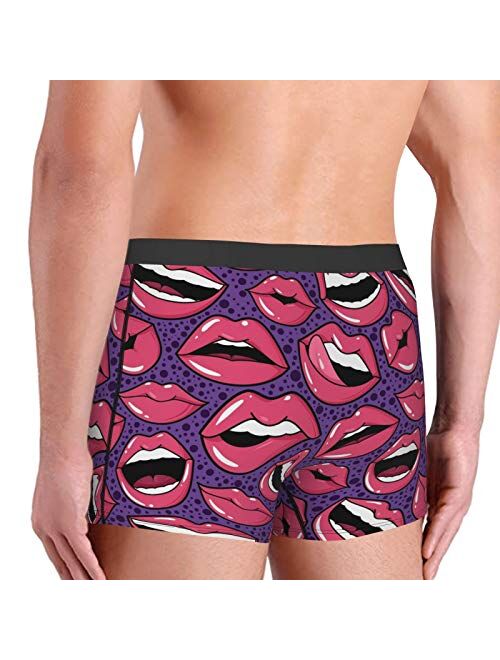 Antkondnm Lips Funny Boxer Briefs Print Underwear for Men Custom