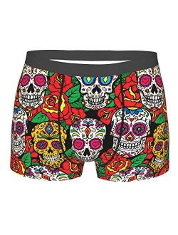 Antkondnm Mexican Sugar Skulls Funny Boxer Briefs Print Underwear for Men Custom