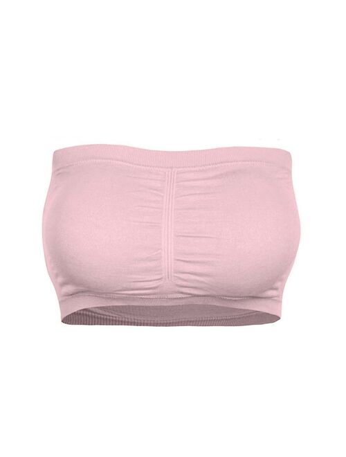 Women Plus Size Strapless Bra Removable Padded Stretchy One Word Double Layer Large Size Strapless Detachable Bra Bra Tube Top