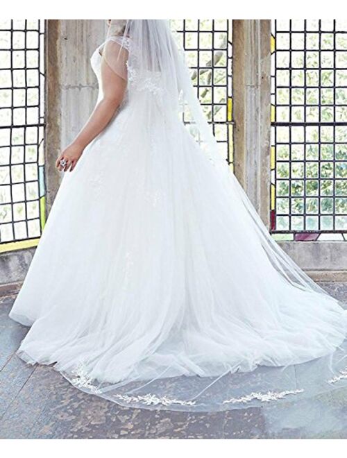 SlenyuBridal Women's Ball Gowns Plus Size Wedding Dresses Appliques Tulle Bridal Gown