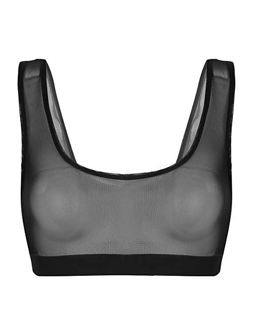 Buy YiZYiF Women's Mesh Sheer Bra See Through Bralette Sexy Tank Top Vest  online