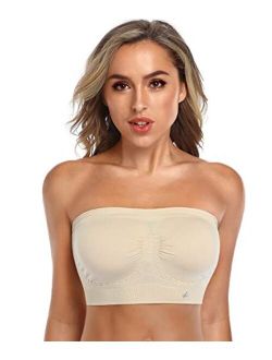ANGOOL Strapless Comfort Wireless Bra with Slip Silicone Bandeau Bralette Tube Top 1/2/3 Packs