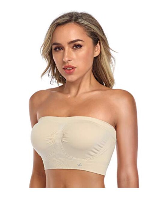 ANGOOL Strapless Comfort Wireless Bra with Slip Silicone Bandeau Bralette Tube Top 1/2/3 Packs