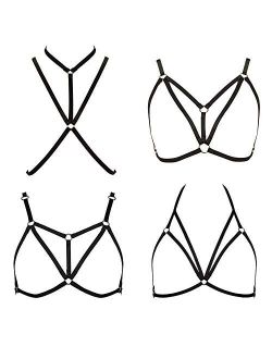ADRAMATA Sexy Lingerie for Women Cage Bra Harness Cupless Strappy Bralette Plus Size 4 Pcs …