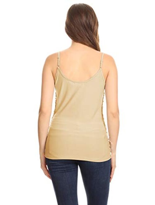 Anna Kaci Anna-Kaci Womens Shimmer Sequins Club Spaghetti Strap Camisole Vest Tank Tops